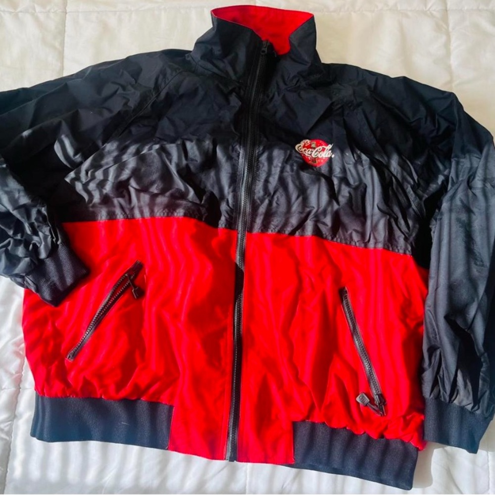 Coca Cola Men's Black and Red Windbreaker